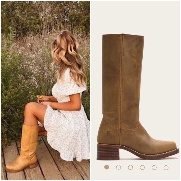 Frye Shoes - $545 Frye Campus 12L Dark Brown Tan Leather Vintage Distress Square Cowboy Boot